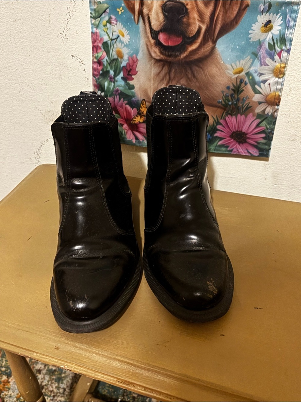 Dr. Martens Women's Black Chelsea Boots with Polka Dot Lining